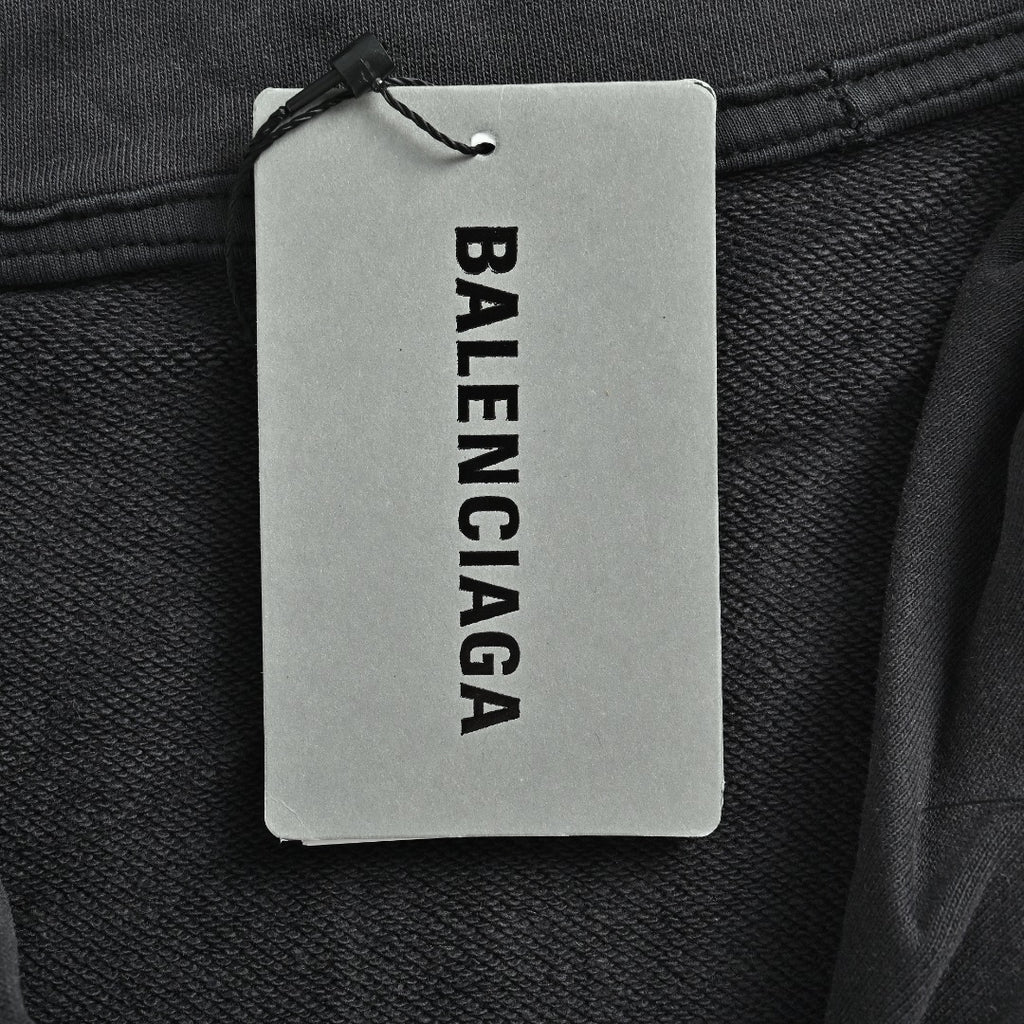 Balenciaga BLCG Back Rubber Print Mock-Neck Half-Zip Sweatshirt - Black