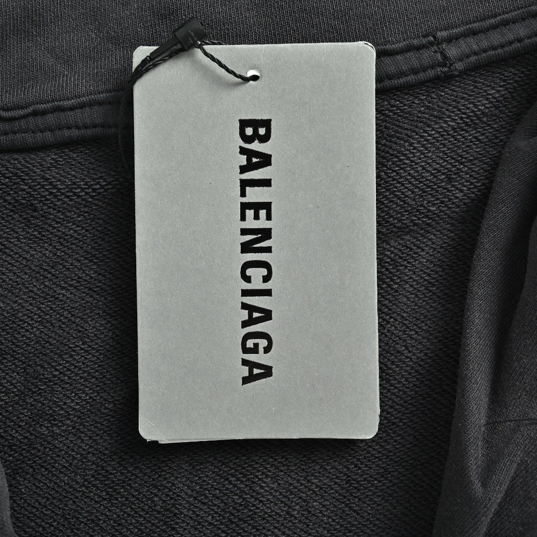 Balenciaga BLCG Back Rubber Print Mock-Neck Half-Zip Sweatshirt - Black