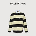 Balenciaga BLCG Wheat-Stripe Rugby Collar Sweatshirt - Cream / Black