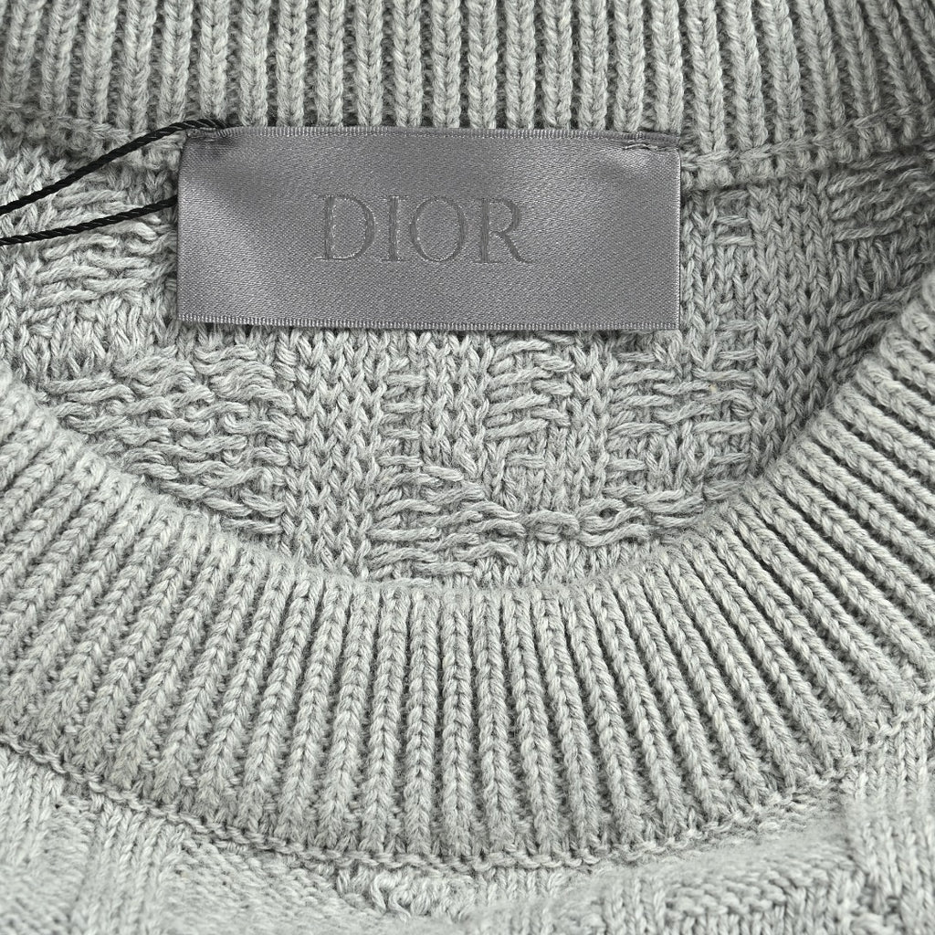 Dior CD Oblique Tonal Jacquard Knit Sweater - Grey Marl