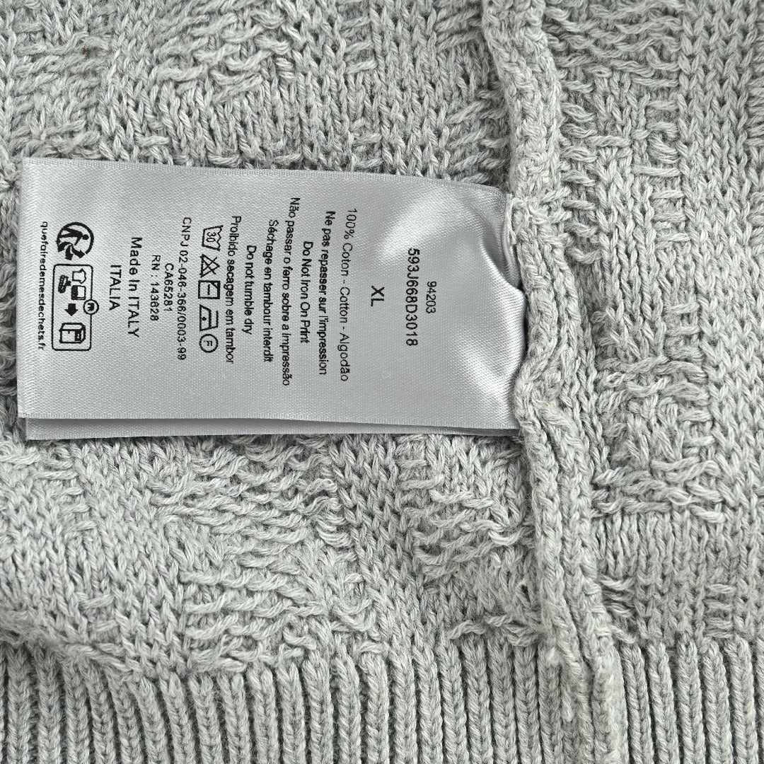 Dior CD Oblique Tonal Jacquard Knit Sweater - Grey Marl
