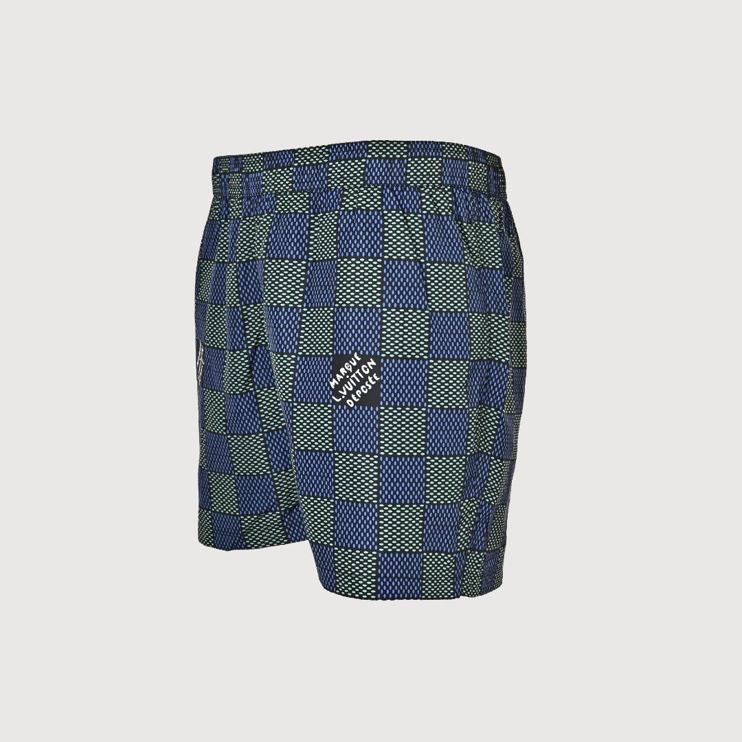 Louis Vuitton LV Damier Checkerboard All-Over Print Shorts - Navy / Grey