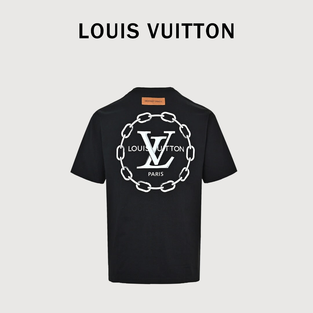 Louis Vuitton LV 26SS Chain Ring Logo Print Short Sleeve T-Shirt - Black