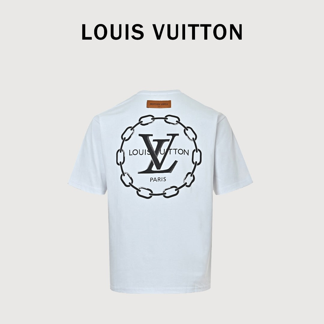 Louis Vuitton LV 26SS Chain Ring Logo Print Short Sleeve T-Shirt - White