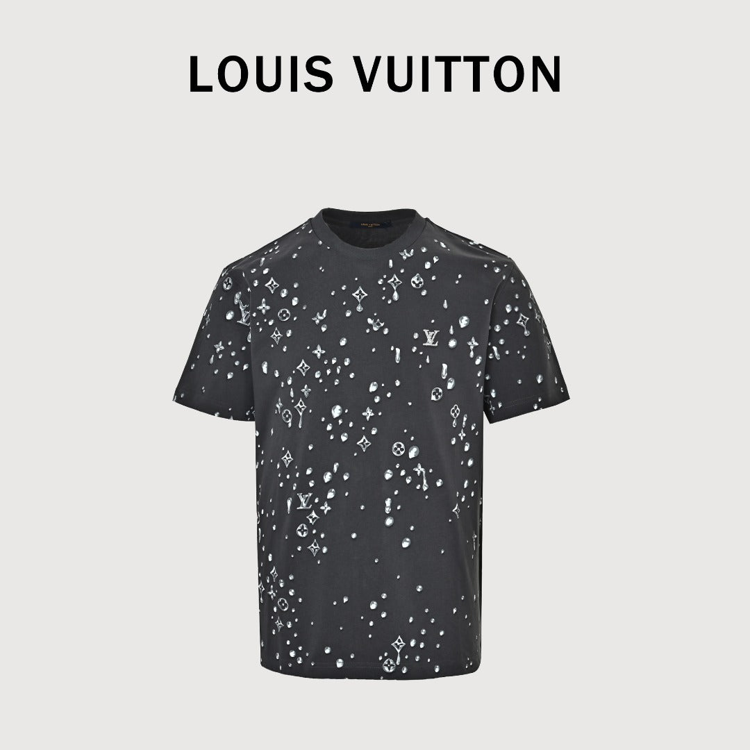 Louis Vuitton LV 26SS Raindrop Monogram Scatter Print Short Sleeve T-Shirt - Black