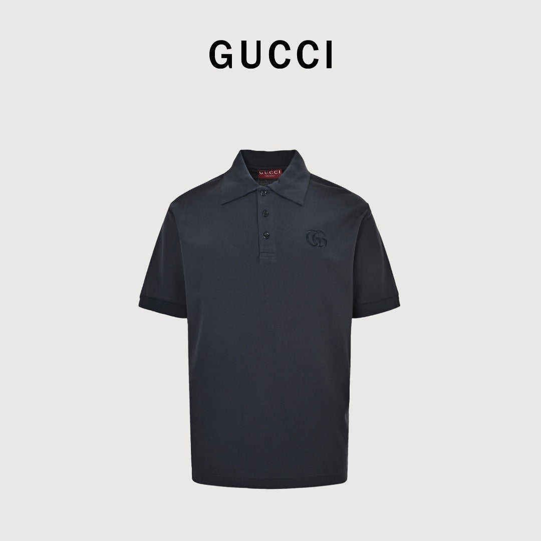 Gucci GUC GG Embroidered Short-Sleeve Polo Shirt