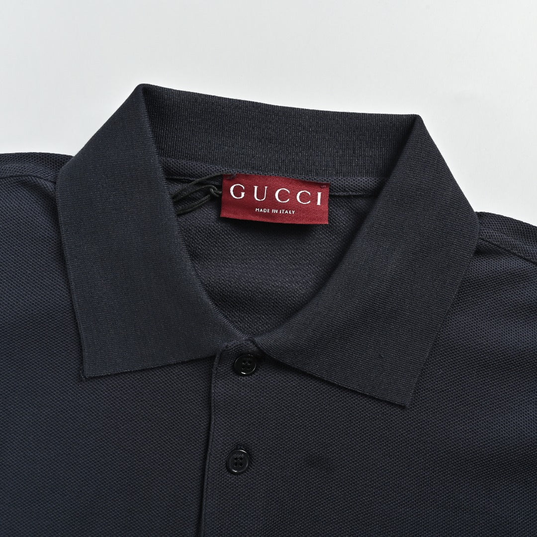 Gucci GUC GG Embroidered Short-Sleeve Polo Shirt