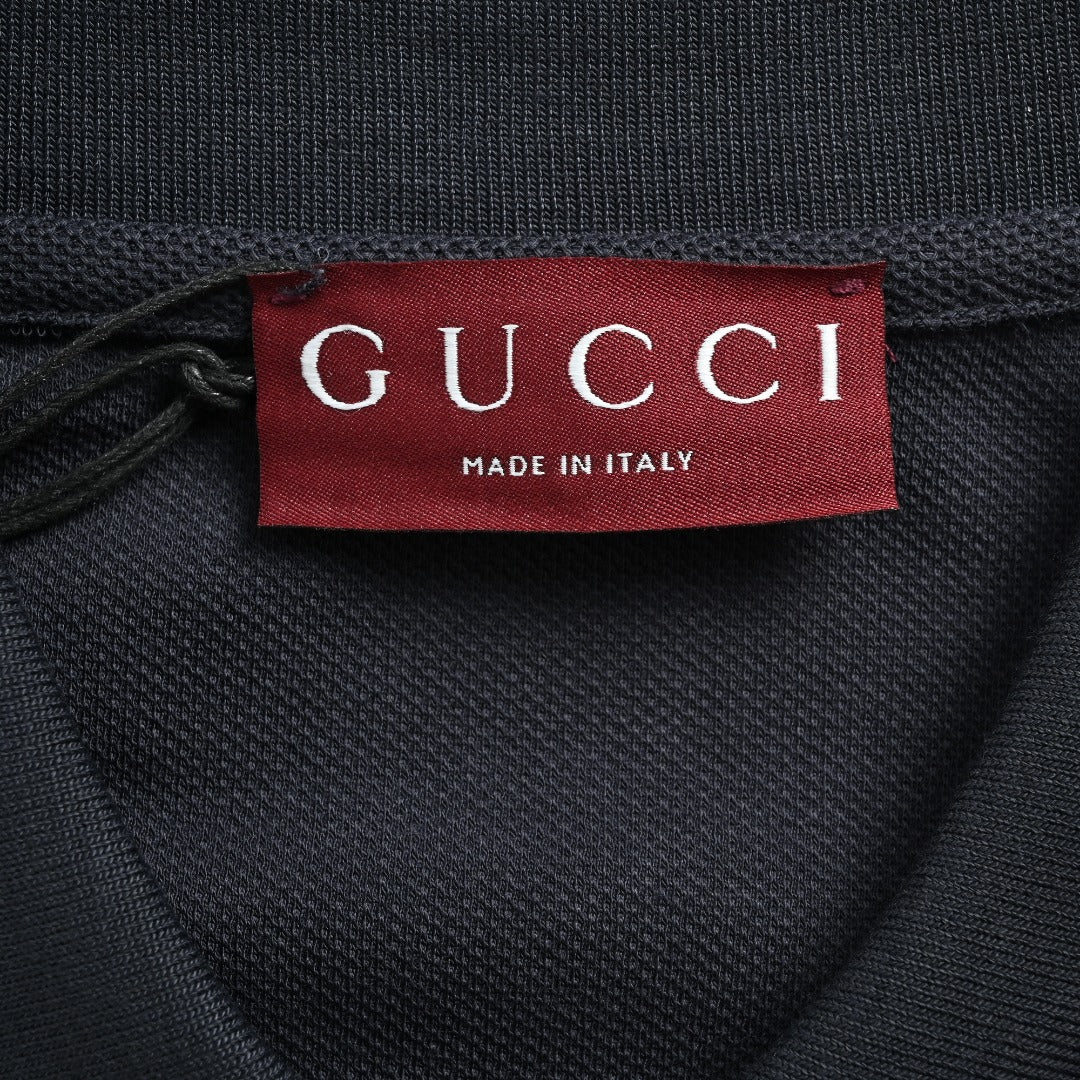 Gucci GUC GG Embroidered Short-Sleeve Polo Shirt