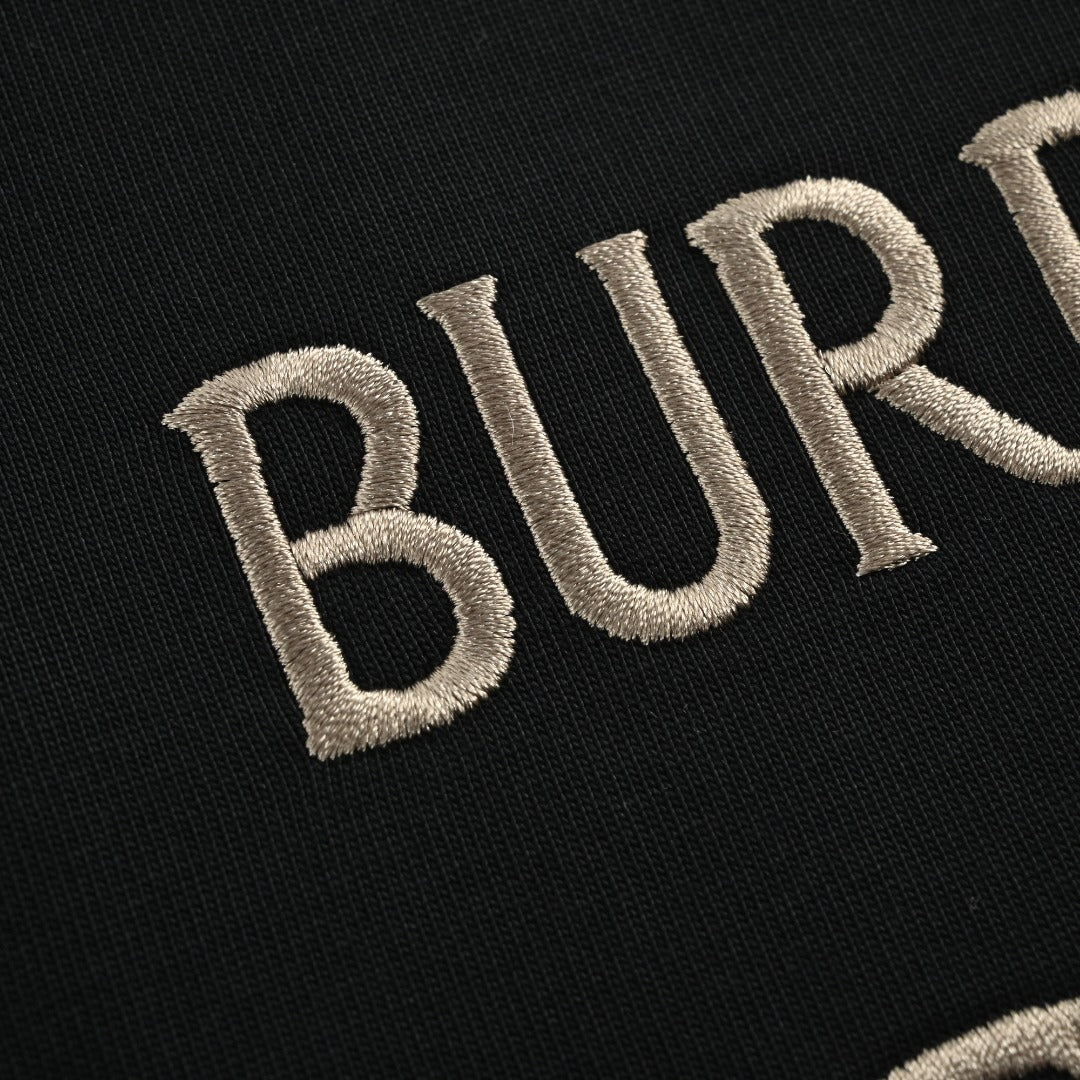 Burberry BBR Equestrian Knight Gold Embroidered Short-Sleeve T-Shirt - Black