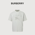 Burberry BBR Equestrian Knight Gold Embroidered Short-Sleeve T-Shirt - White