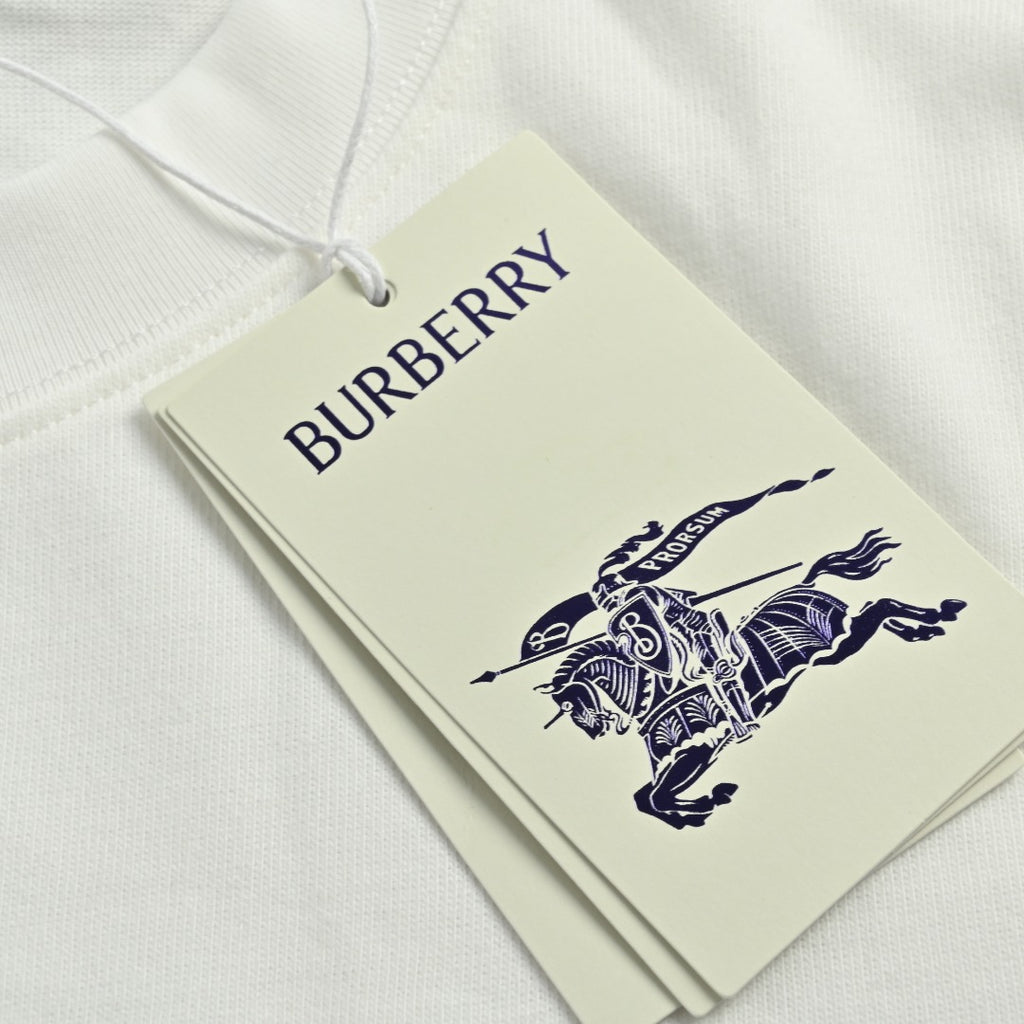 Burberry BBR Equestrian Knight Gold Embroidered Short-Sleeve T-Shirt - White