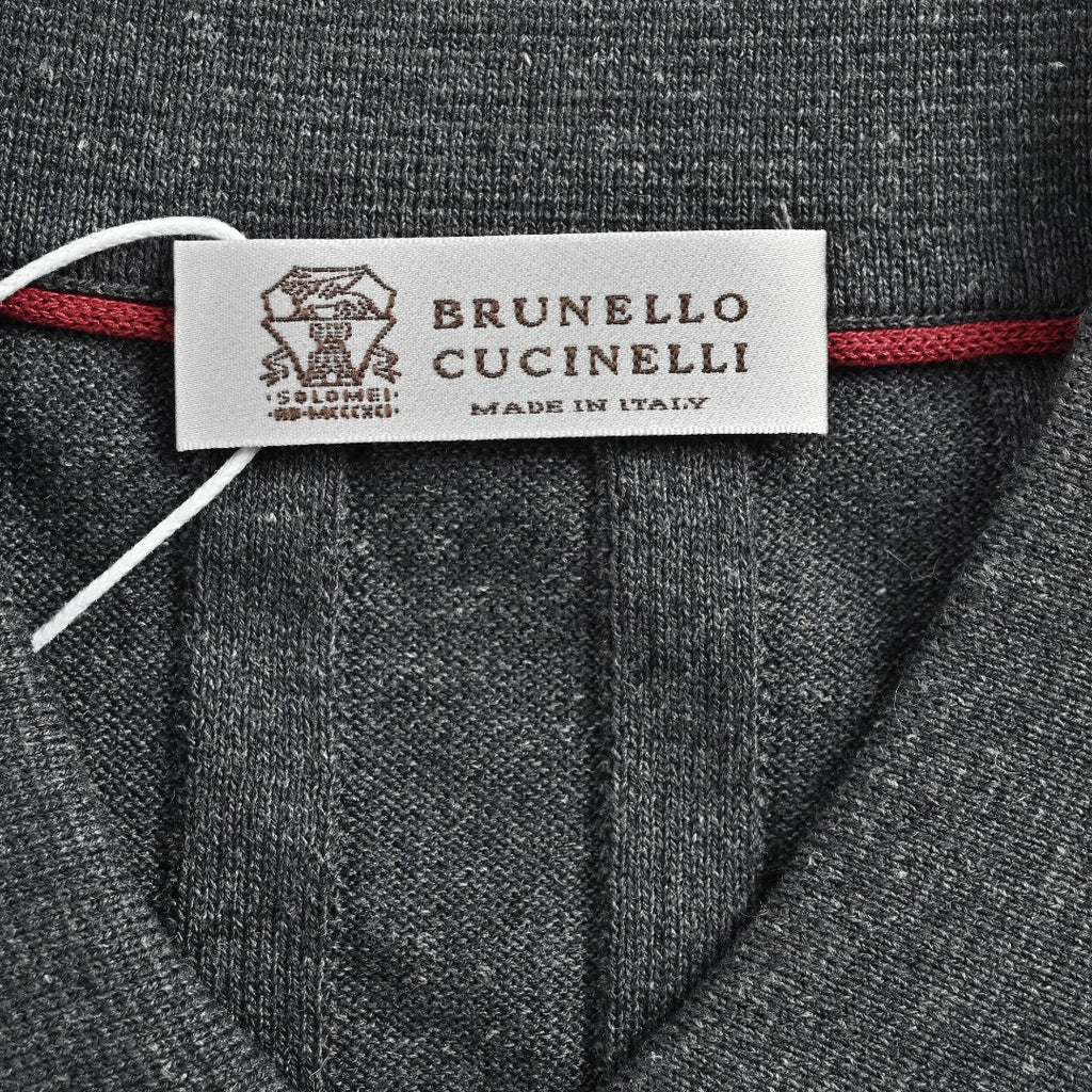 Brunello Cucinelli BC Vertical-Stripe Rib-Knit Short-Sleeve Cardigan - Grey