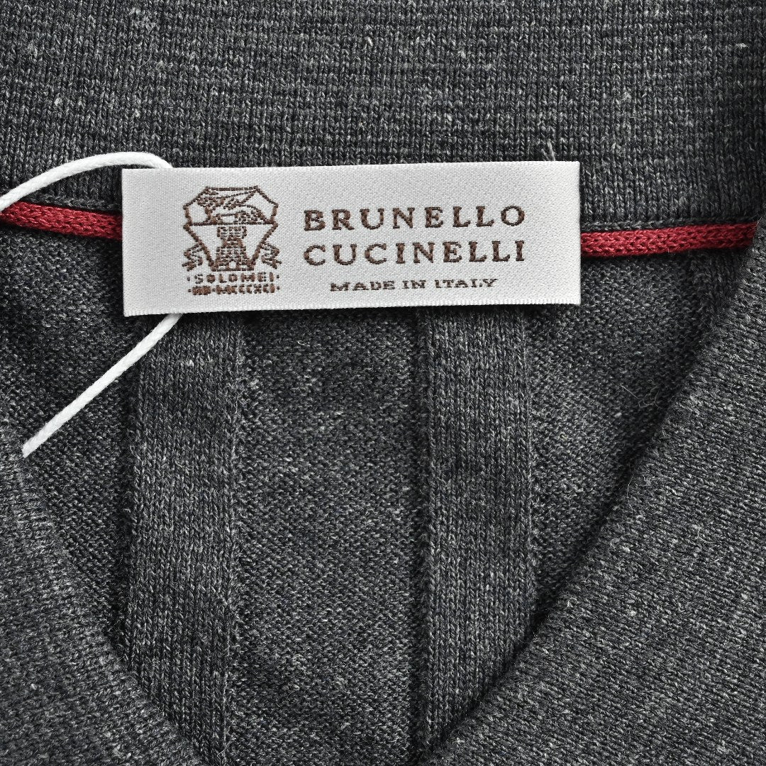 Brunello Cucinelli BC Vertical-Stripe Rib-Knit Short-Sleeve Cardigan - Grey