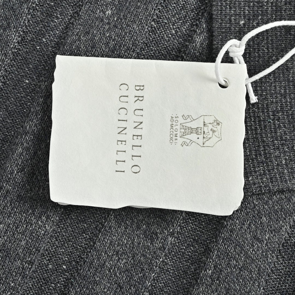 Brunello Cucinelli BC Vertical-Stripe Rib-Knit Short-Sleeve Cardigan - Grey