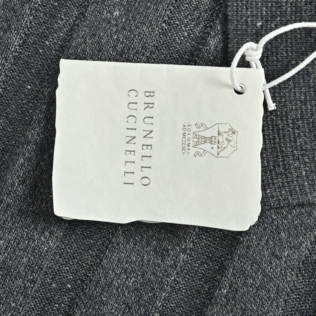 Brunello Cucinelli BC Vertical-Stripe Rib-Knit Short-Sleeve Cardigan - Grey