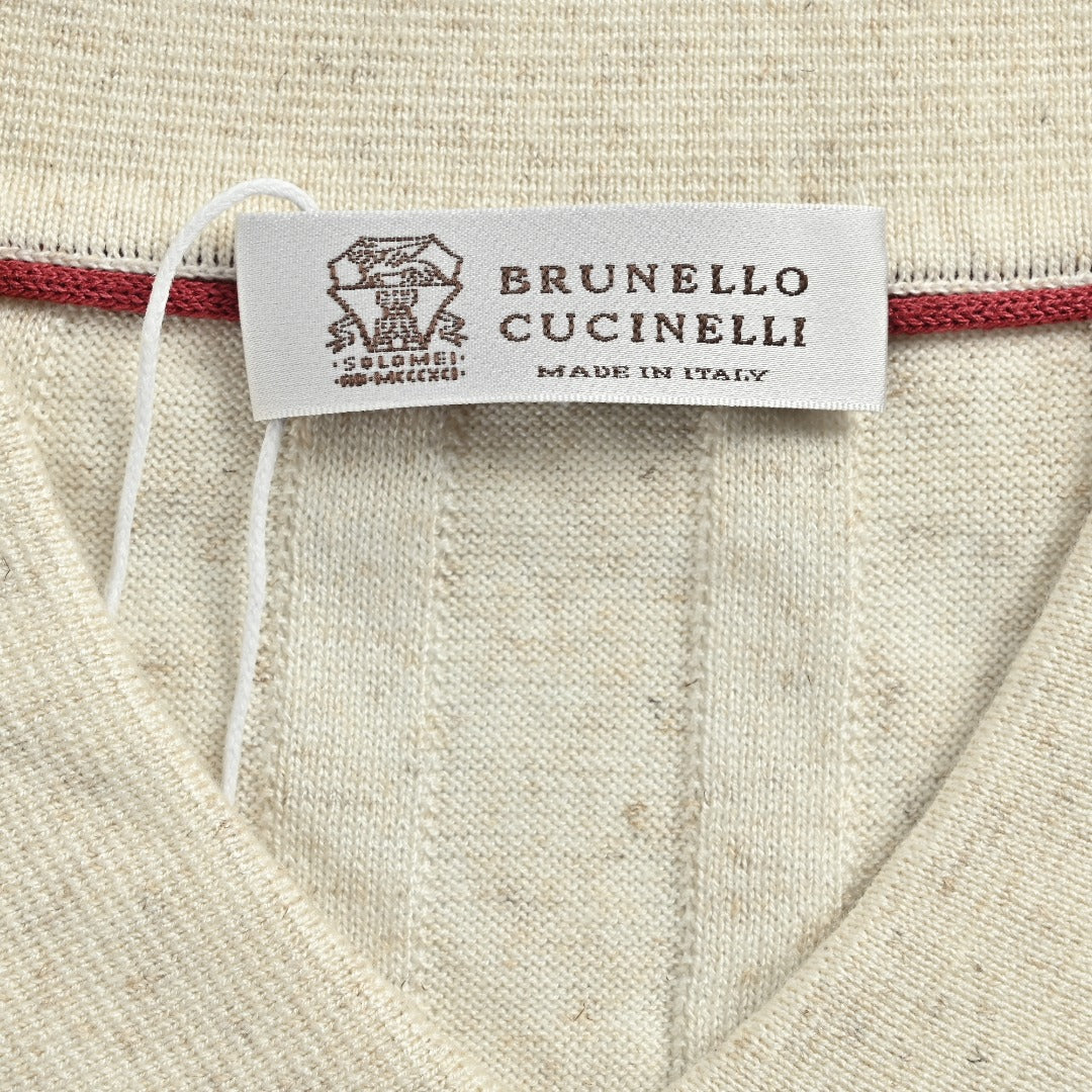 Brunello Cucinelli BC Vertical-Stripe Rib-Knit Short-Sleeve Cardigan - White