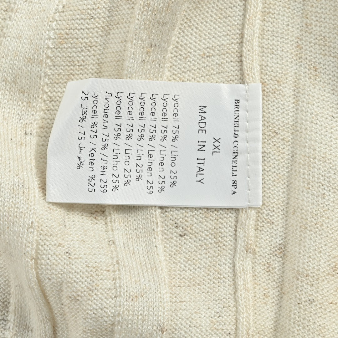 Brunello Cucinelli BC Vertical-Stripe Rib-Knit Short-Sleeve Cardigan - White