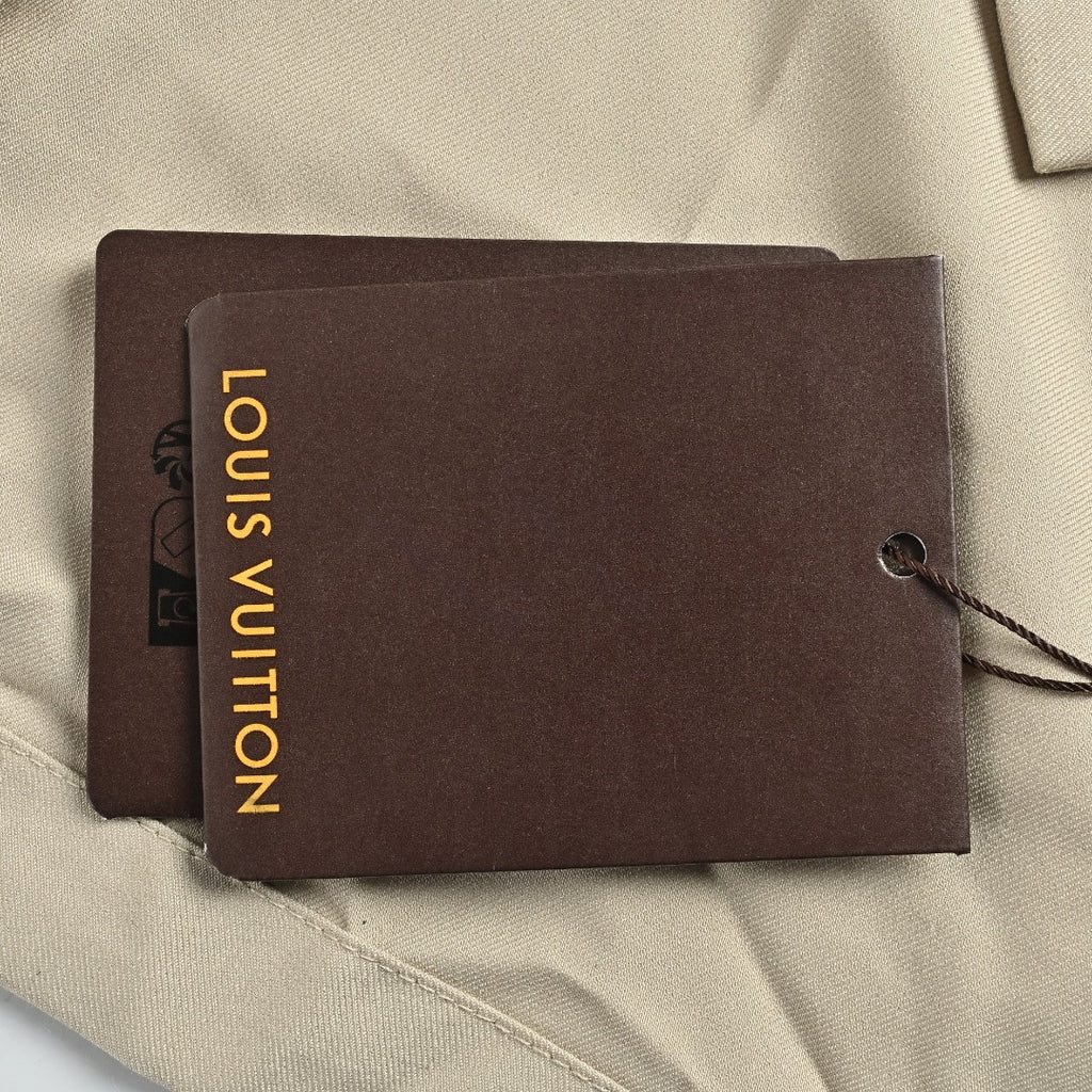 Louis Vuitton LV Pocket Leather Label Silk-Cotton Velour-Blend Short-Sleeve Shirt - Beige