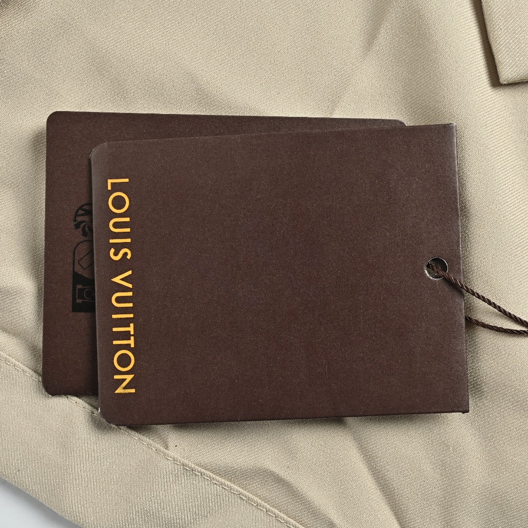Louis Vuitton LV Pocket Leather Label Silk-Cotton Velour-Blend Short-Sleeve Shirt - Beige
