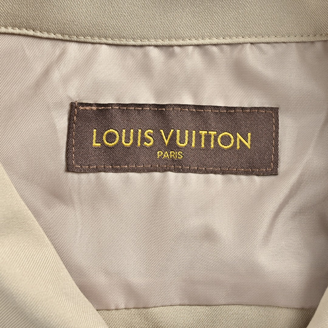 Louis Vuitton LV Pocket Leather Label Silk-Cotton Velour-Blend Short-Sleeve Shirt - Beige