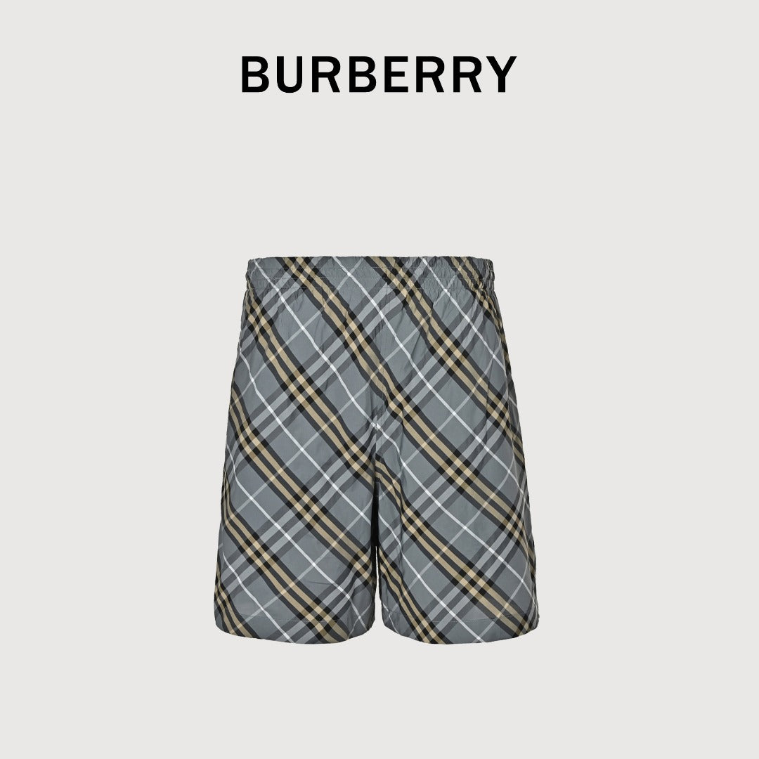 Burberry BBR Diagonal Tartan Check Shorts - Grey Green