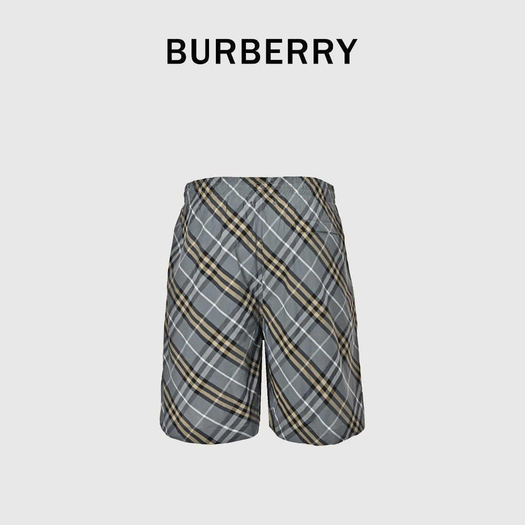Burberry BBR Diagonal Tartan Check Shorts - Grey Green