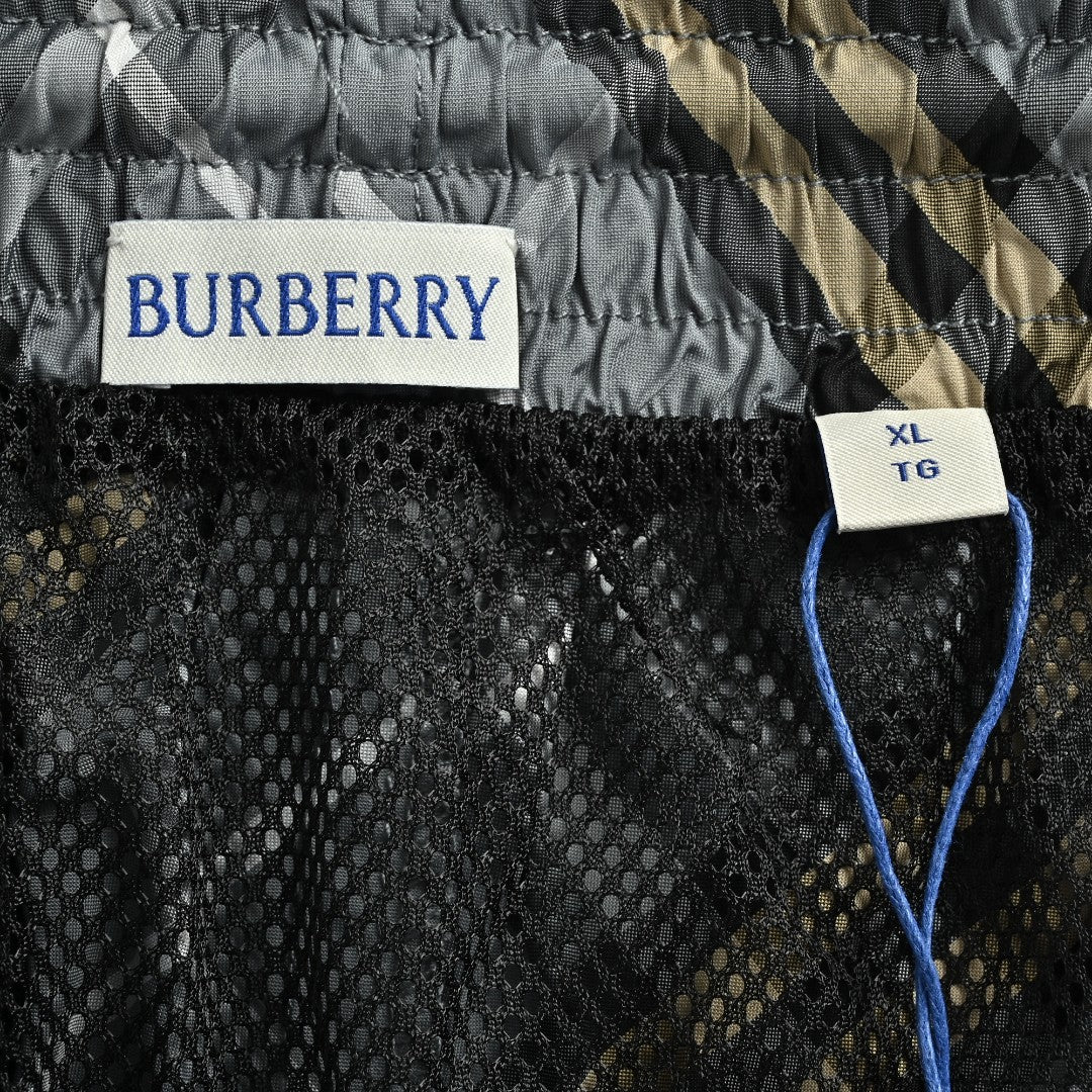 Burberry BBR Diagonal Tartan Check Shorts - Grey Green
