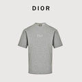 Dior CD Small Logo Knit Dropped-Shoulder Short Sleeve T-Shirt - Grey Marl