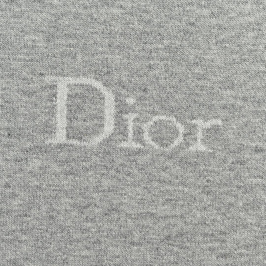 Dior CD Small Logo Knit Dropped-Shoulder Short Sleeve T-Shirt - Grey Marl
