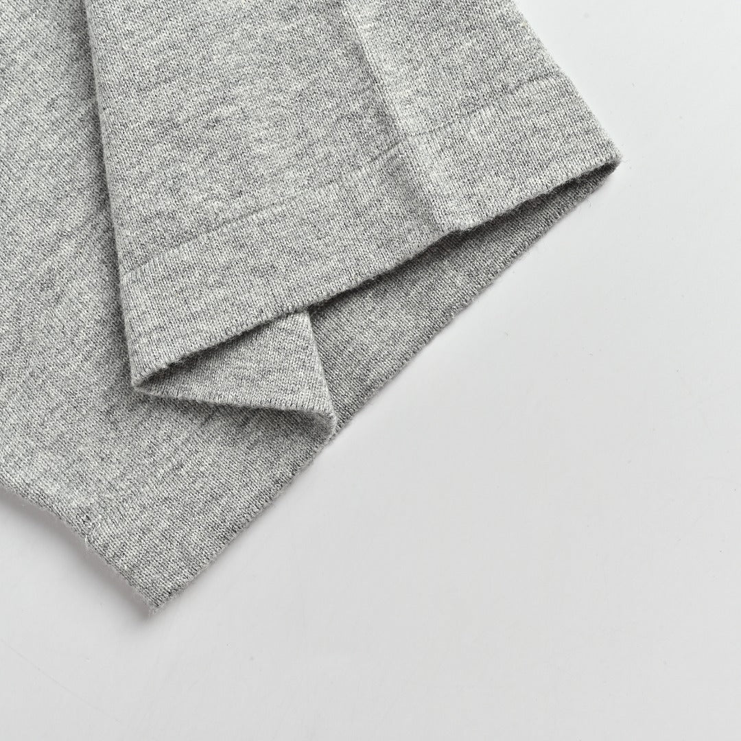 Dior CD Small Logo Knit Dropped-Shoulder Short Sleeve T-Shirt - Grey Marl