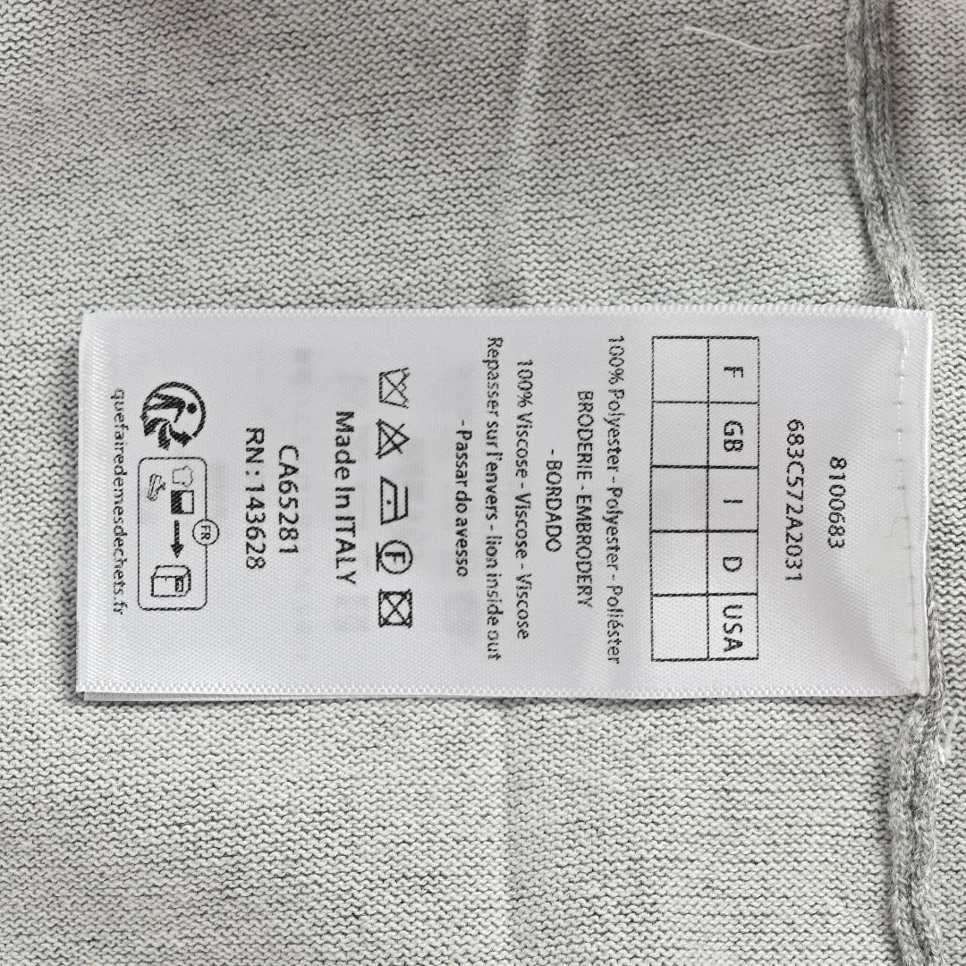 Dior CD Small Logo Knit Dropped-Shoulder Short Sleeve T-Shirt - Grey Marl