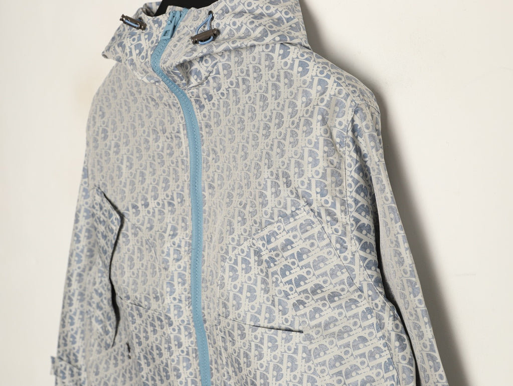 Dior Bee Logo All-Over Print Hooded Zip Jacket