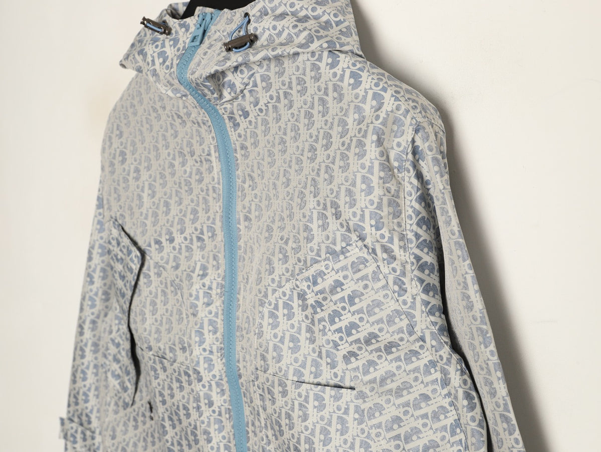 Dior Bee Logo All-Over Print Hooded Zip Jacket