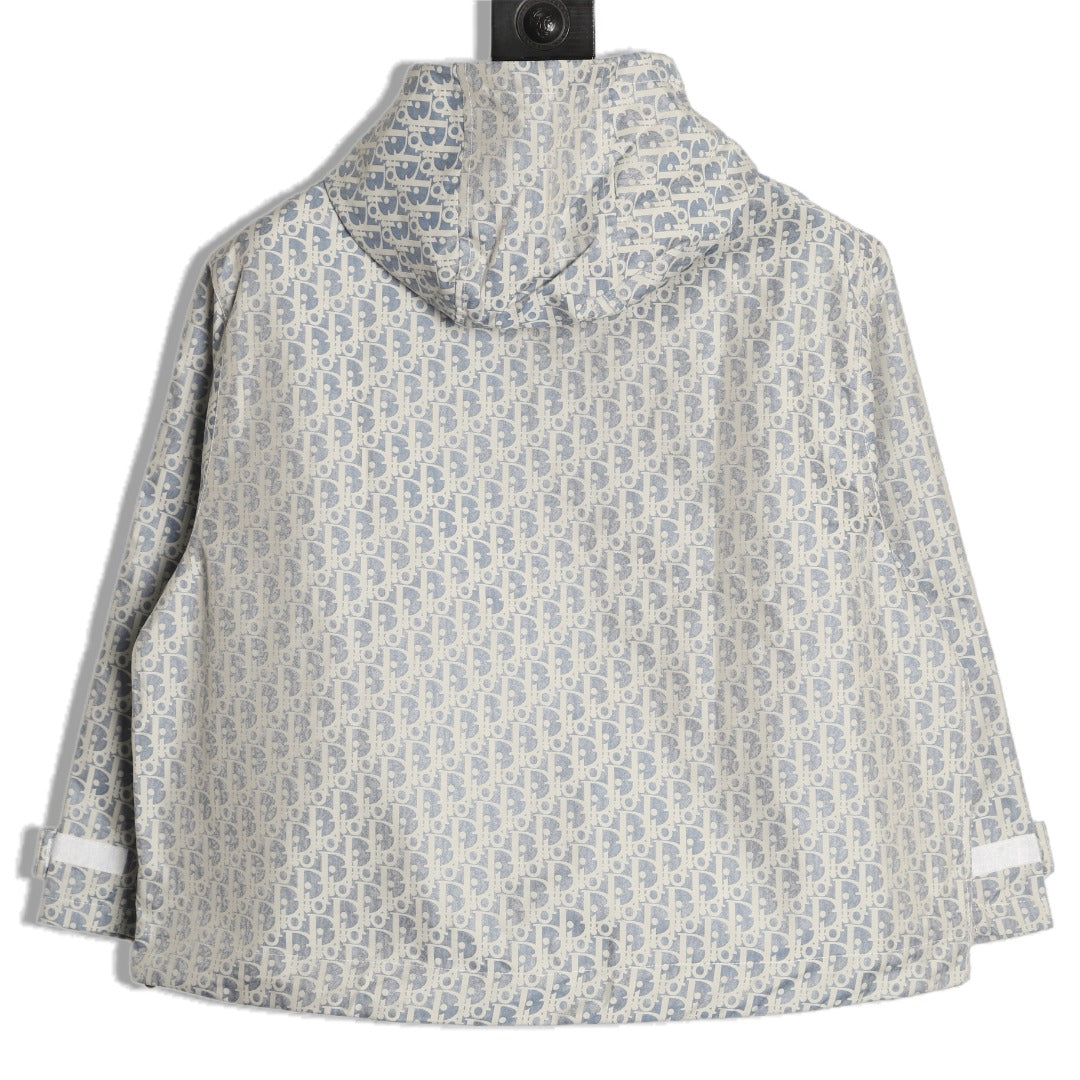 Dior Bee Logo All-Over Print Hooded Zip Jacket