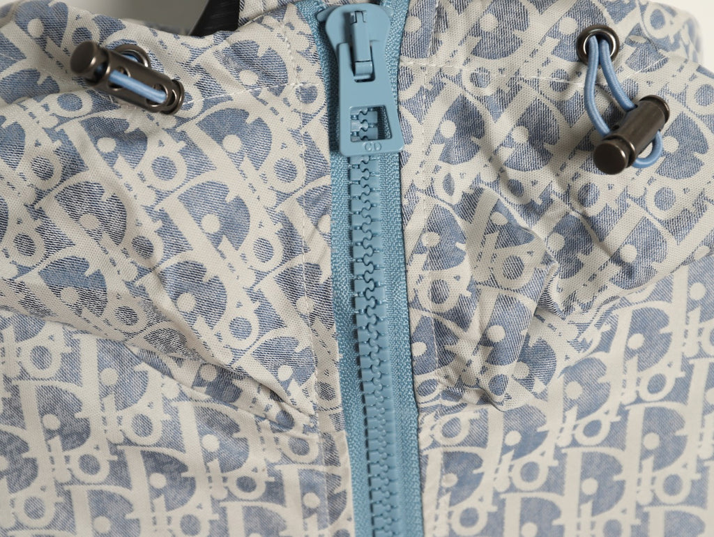 Dior Bee Logo All-Over Print Hooded Zip Jacket