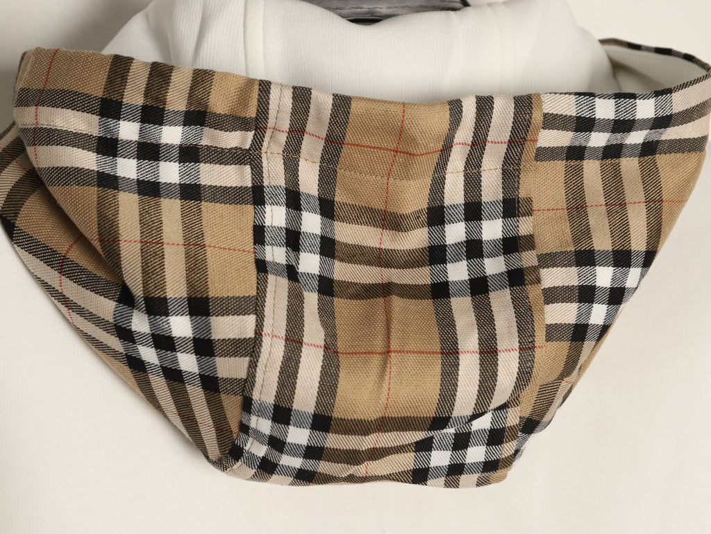 Burberry Check-Panel Hooded Zip Jacket