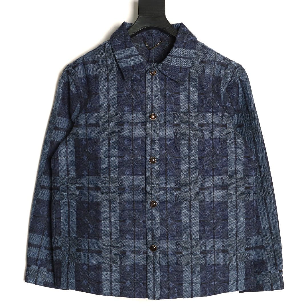 Louis Vuitton LV Blue Check Jacquard Denim Shirt Jacket