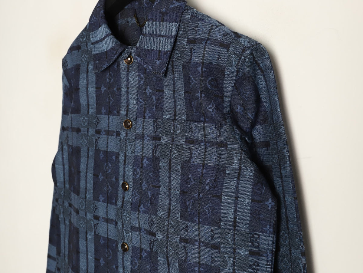 Louis Vuitton LV Blue Check Jacquard Denim Shirt Jacket