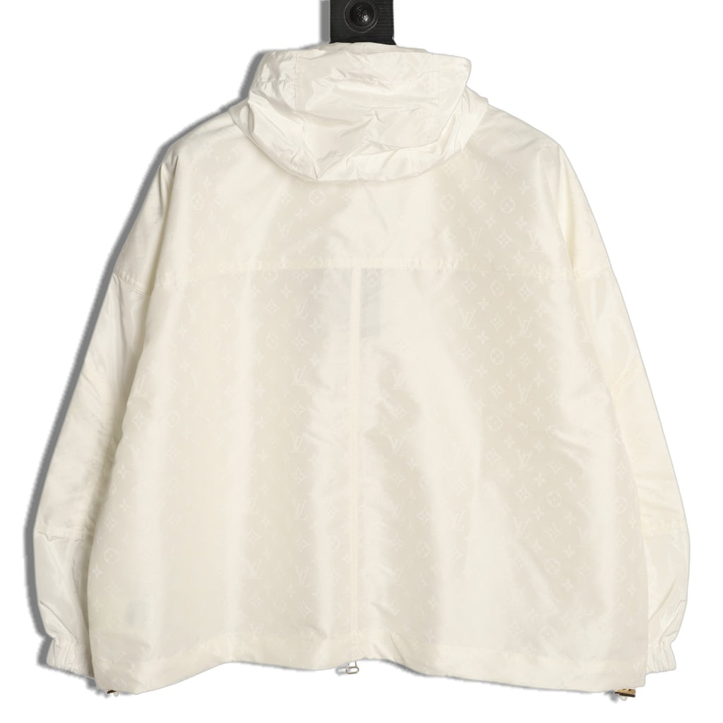 Louis Vuitton LV White Hooded Technical Windbreaker Jacket