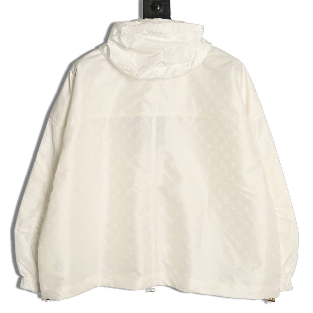 Louis Vuitton LV White Hooded Technical Windbreaker Jacket