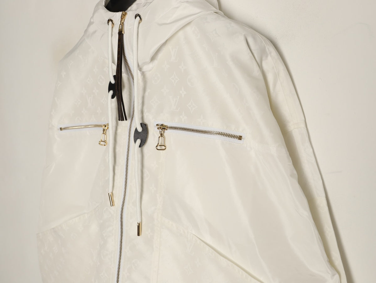 Louis Vuitton LV White Hooded Technical Windbreaker Jacket