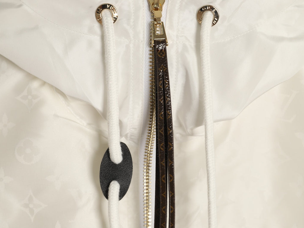 Louis Vuitton LV White Hooded Technical Windbreaker Jacket