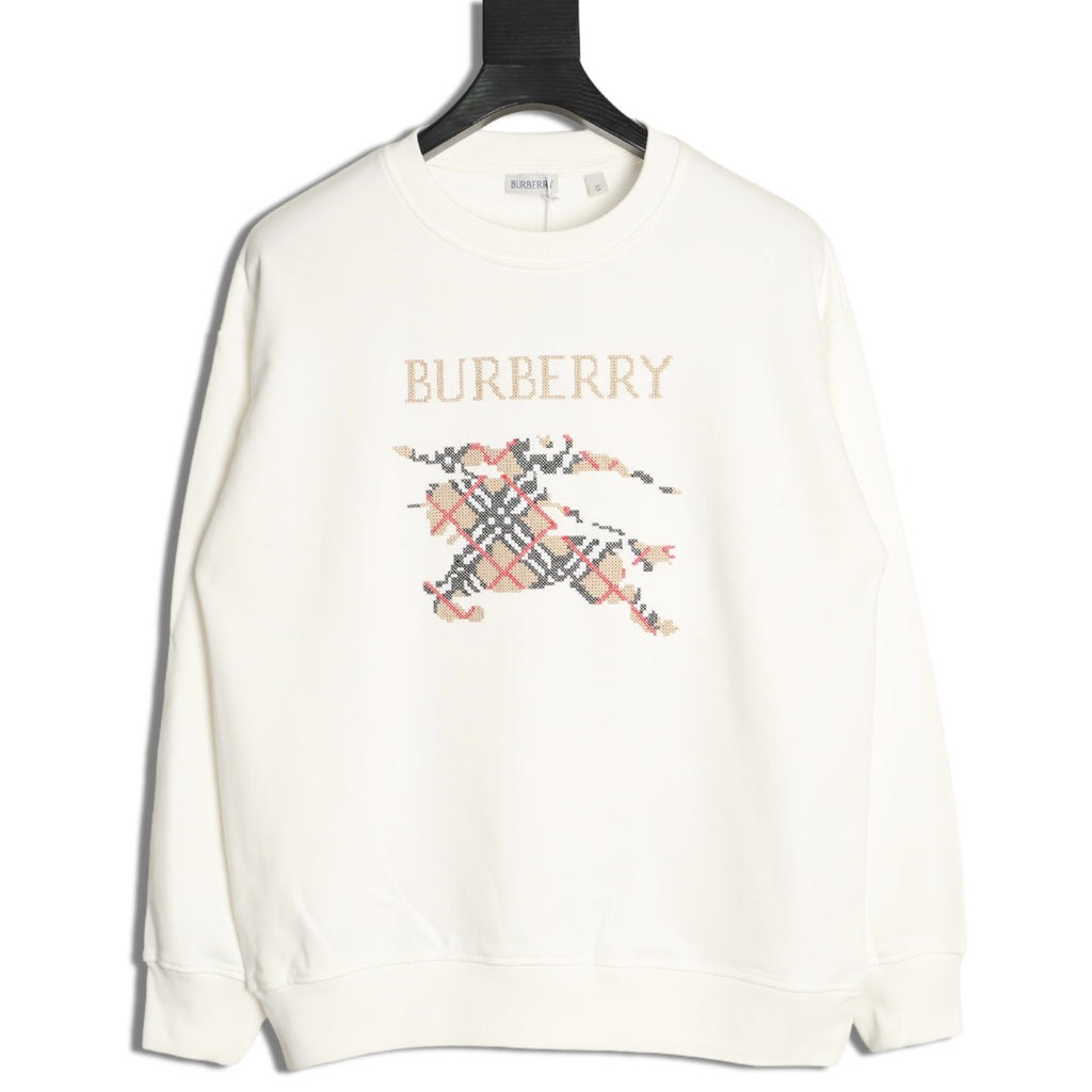 Burberry 25FW Equestrian Knight Cross-Stitch Embroidered Sweatshirt