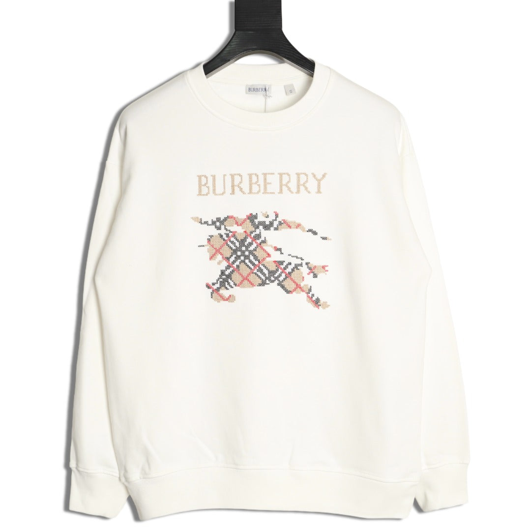 Burberry 25FW Equestrian Knight Cross-Stitch Embroidered Sweatshirt