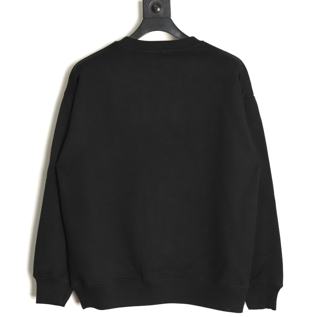 Burberry 25FW Equestrian Knight Cross-Stitch Embroidered Black Sweatshirt