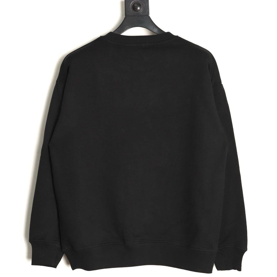 Burberry 25FW Equestrian Knight Cross-Stitch Embroidered Black Sweatshirt