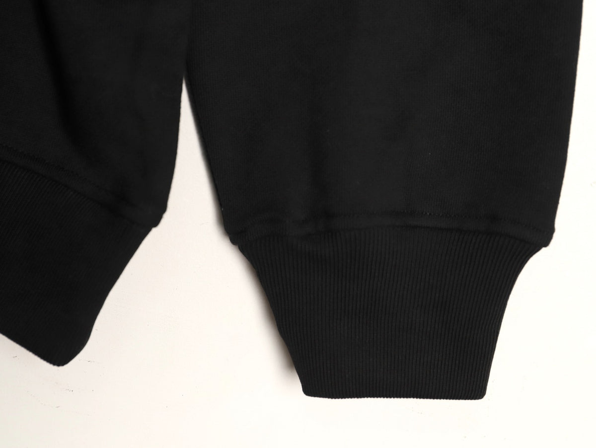 Burberry 25FW Equestrian Knight Cross-Stitch Embroidered Black Sweatshirt