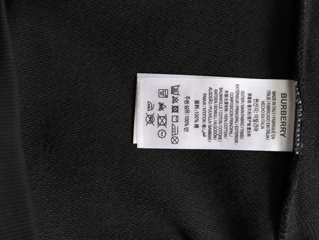 Burberry 25FW Equestrian Knight Cross-Stitch Embroidered Black Sweatshirt
