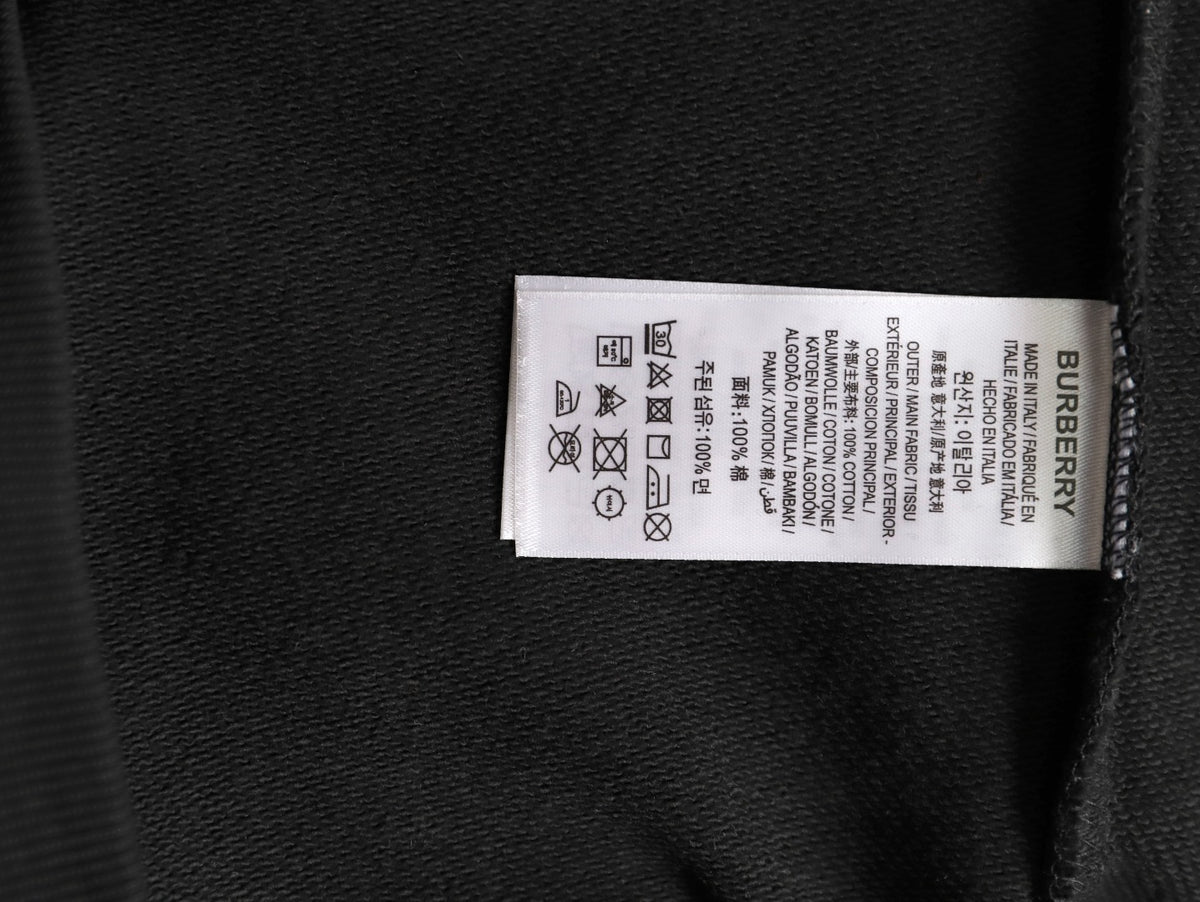 Burberry 25FW Equestrian Knight Cross-Stitch Embroidered Black Sweatshirt