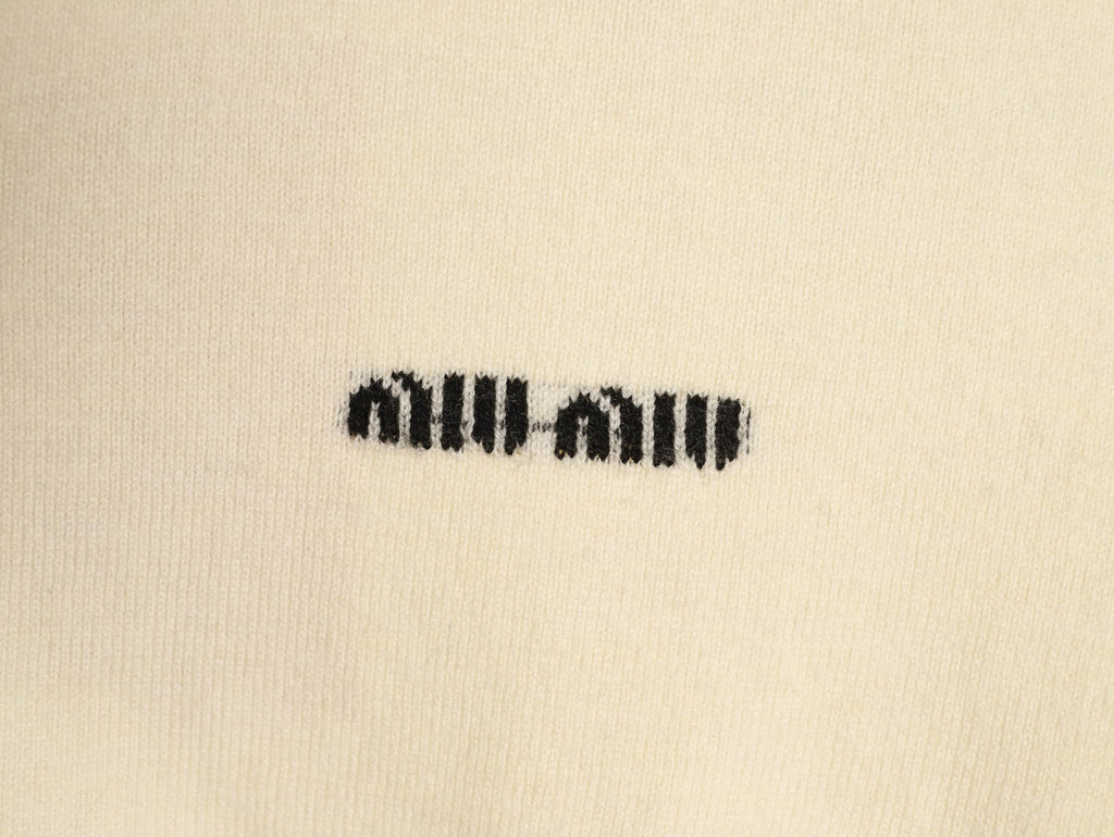 Miu Miu Embroidered Logo Knit Cardigan
